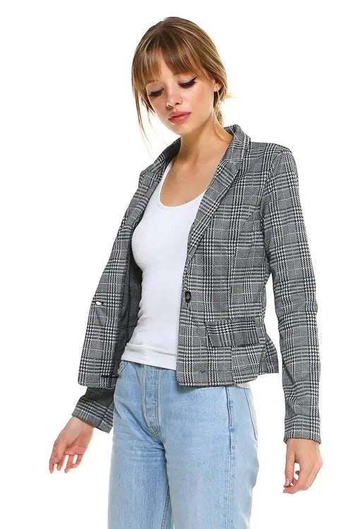 Classic Plaid Fitted Blazer - Alvionz.de