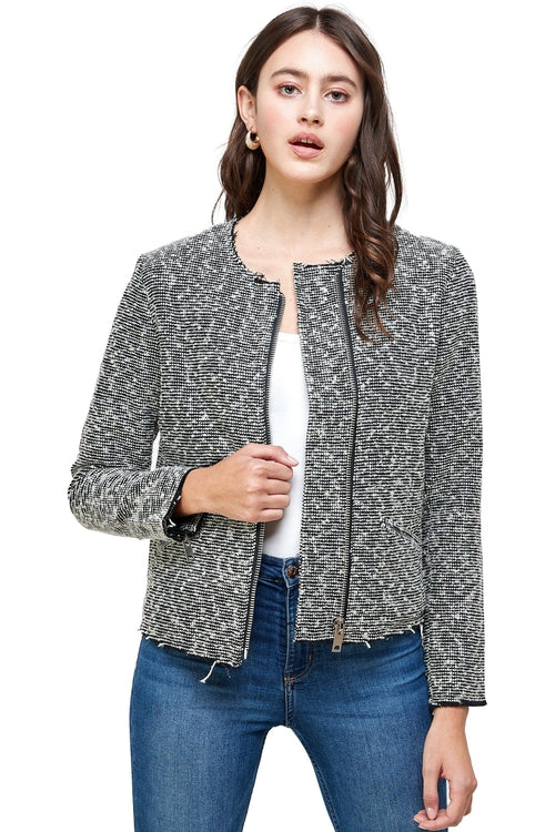 Textured Zip-Up Jacket – Casual Elegance Indigo Arrowwood