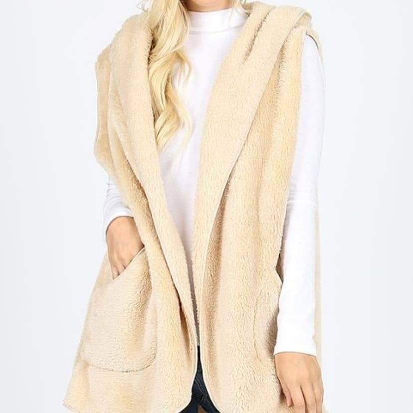 Fleece Hooded Vests Ochre Ismene