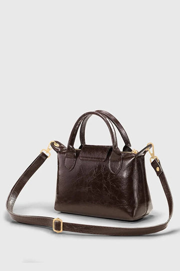 Brown Patent Versatile PU Leather Crossbody Bag for Women Ochre Juniper