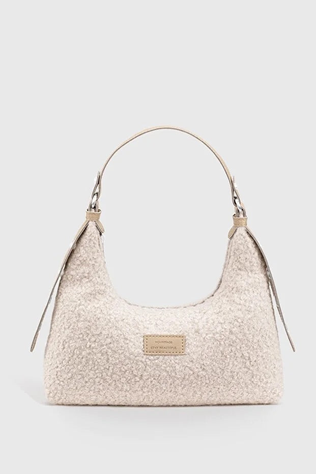 Woven Faux Fur Baguette Shoulder Bag for Women Ochre Juniper