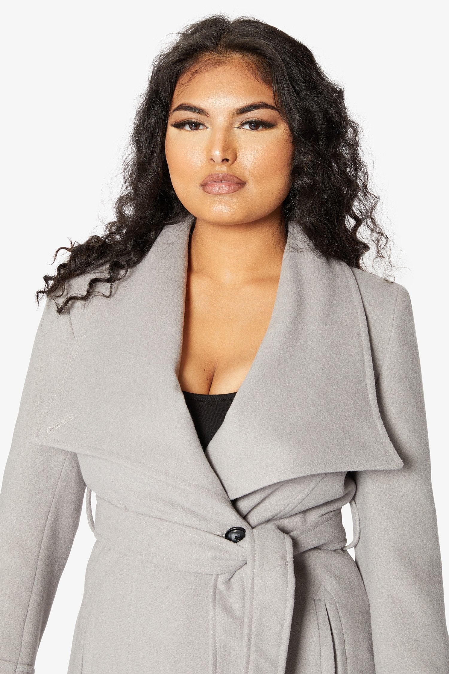 Waterfall Lapel Double Breasted Duster Coat Rose Eleusis