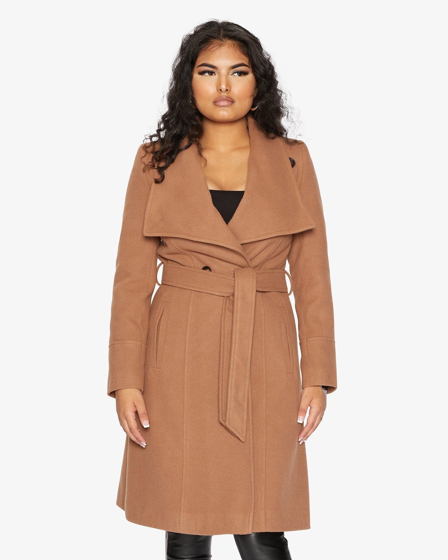 Waterfall Lapel Double Breasted Duster Coat Rose Eleusis