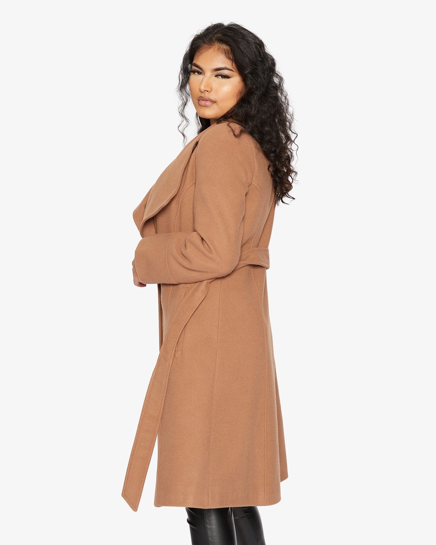 Waterfall Lapel Double Breasted Duster Coat Rose Eleusis
