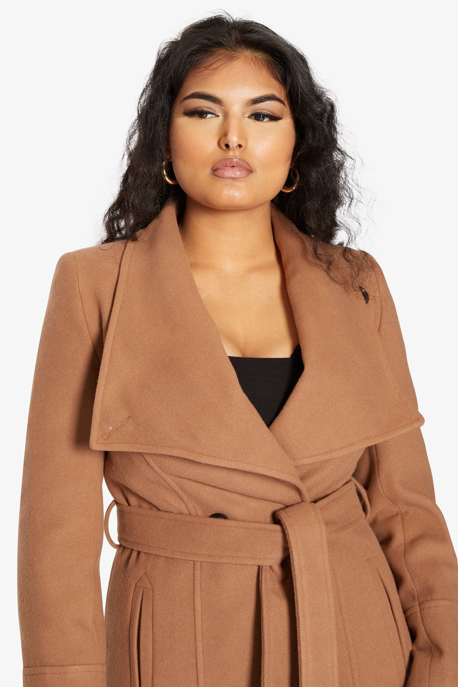 Waterfall Lapel Double Breasted Duster Coat Rose Eleusis