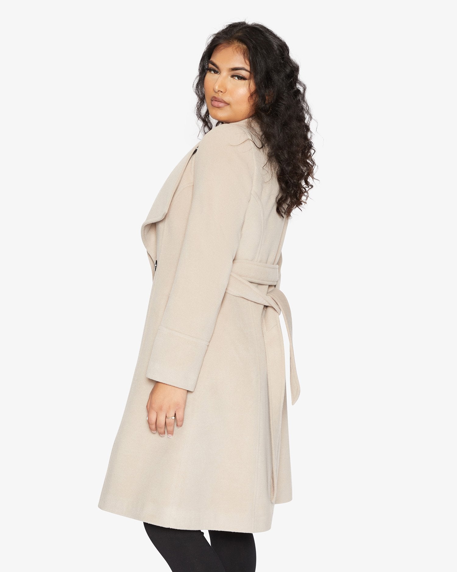 Waterfall Lapel Double Breasted Duster Coat Rose Eleusis
