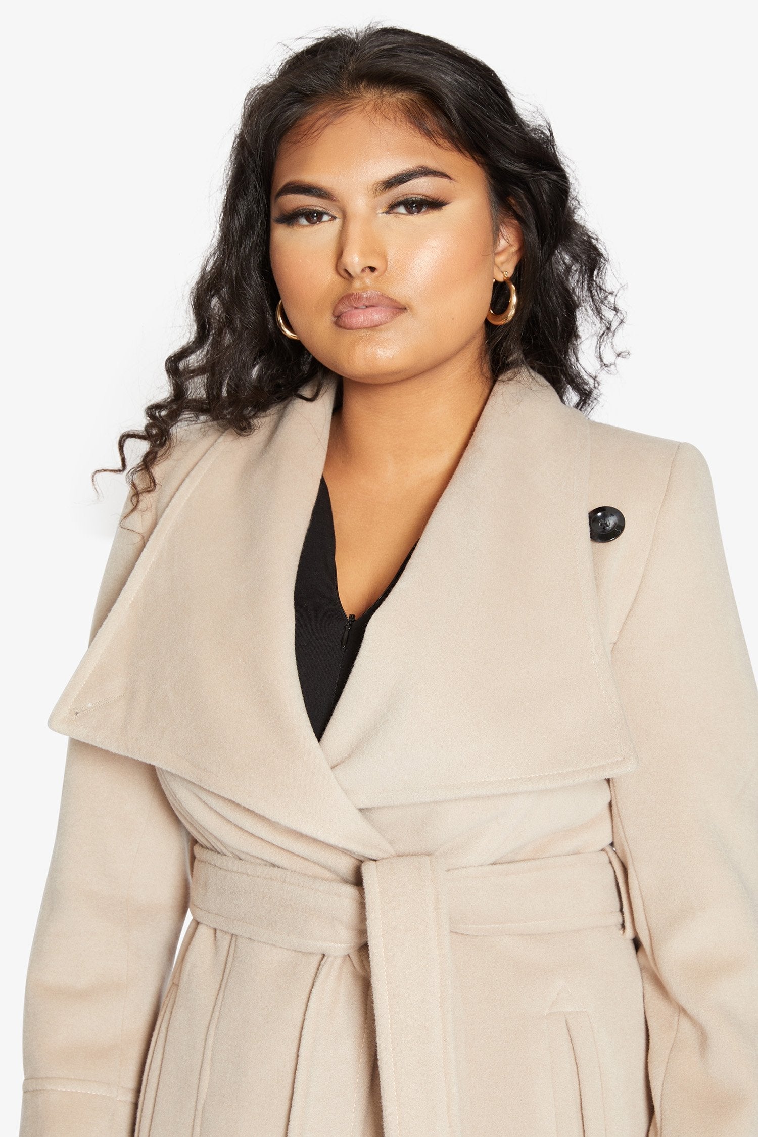 Waterfall Lapel Double Breasted Duster Coat Rose Eleusis