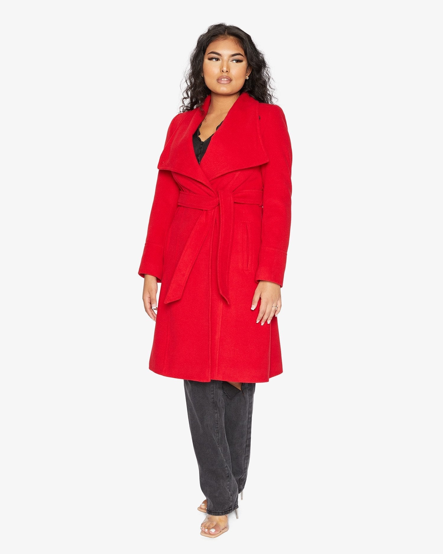 Waterfall Lapel Double Breasted Duster Coat Rose Eleusis