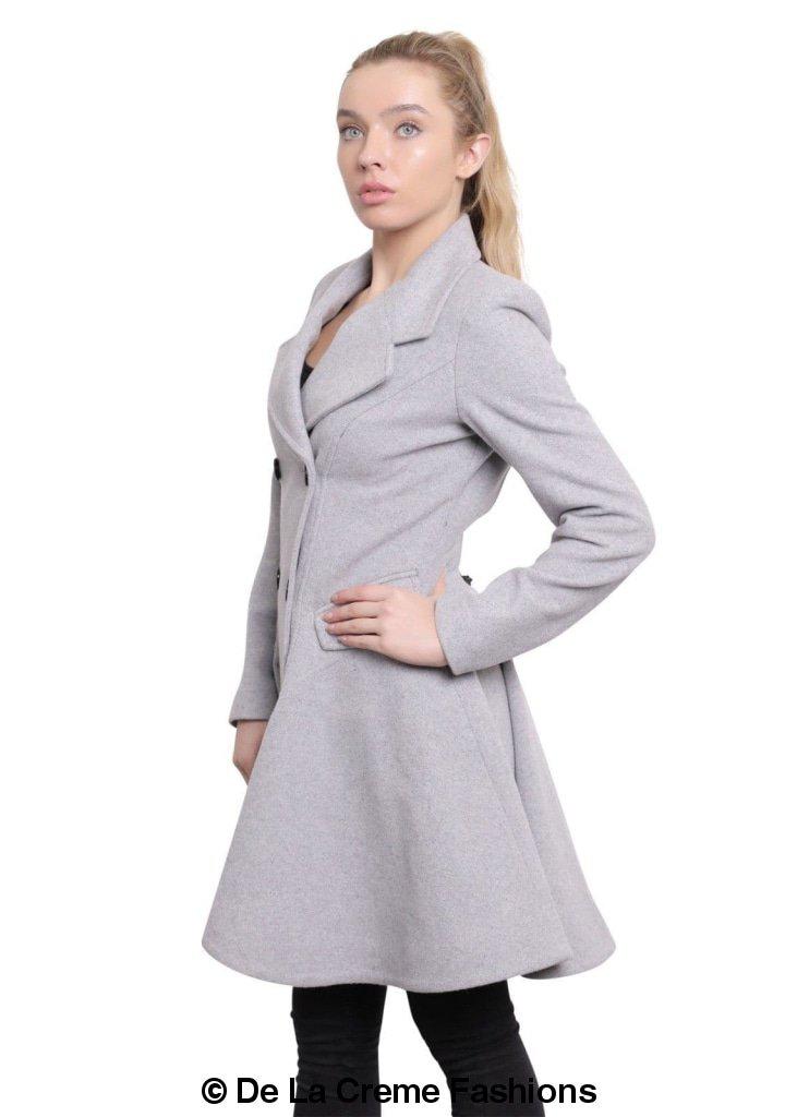 Wool Blend Fit And Flare Double Breasted Skater Coat (1102) Rose Eleusis