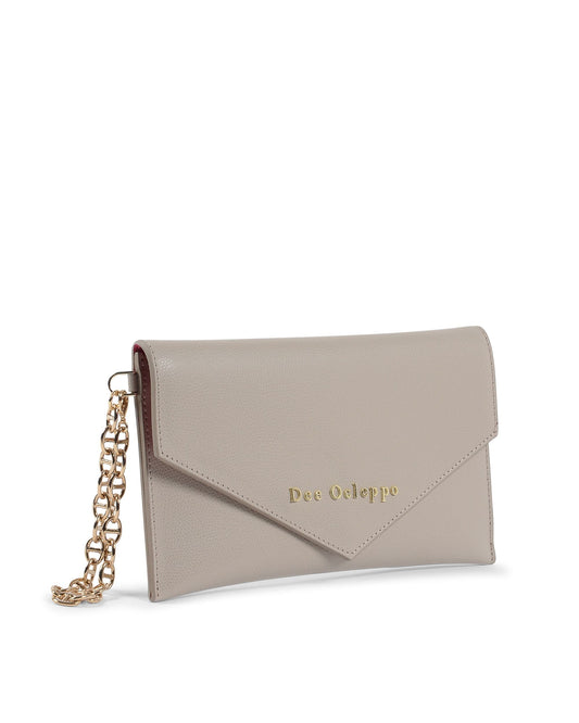 Dee Ocleppo Womens Clutch DC220 LOGO PALMELLATO TAUPE Rose Gaia