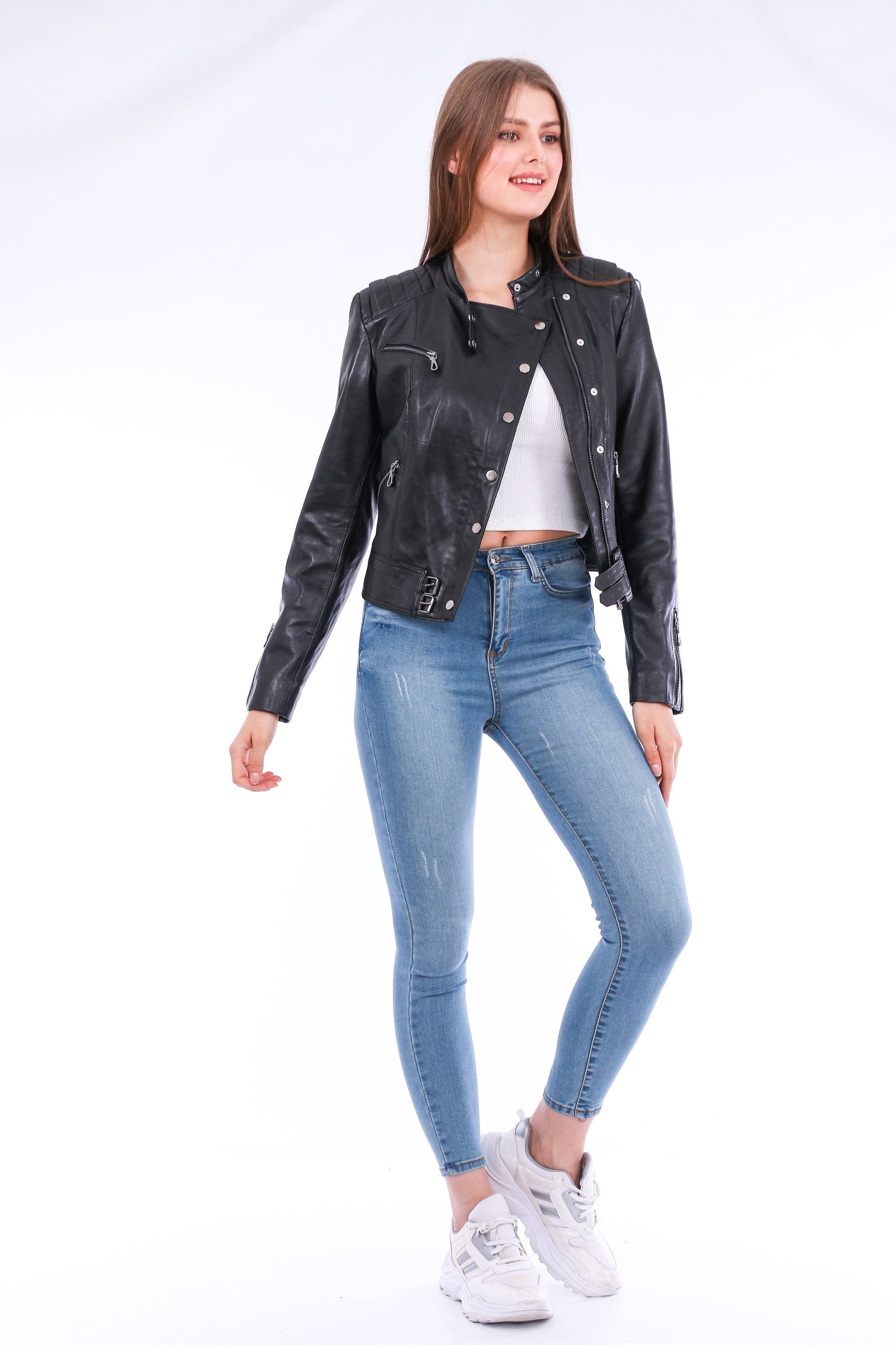 Rovigo Leather Biker Jacket - Black Sangria Iapetus