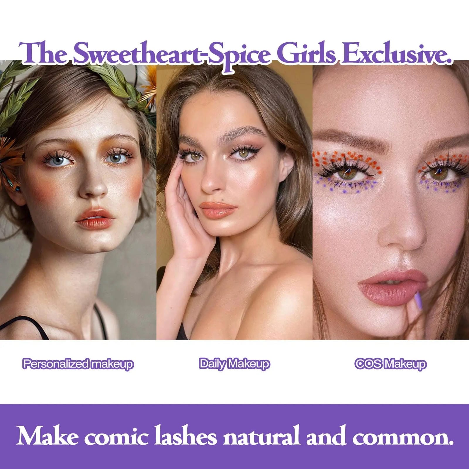 Five pairs of Trendsi manga lashes featuring natural wispy style for anime cosplay and Korean-inspired false eyelash looks.