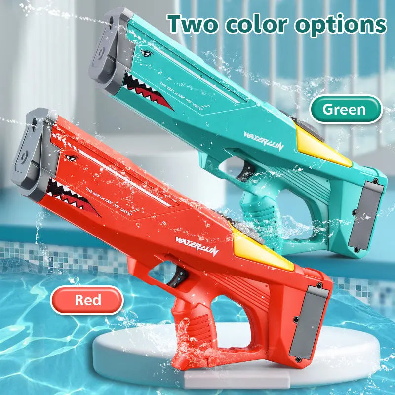 Electric Shark water gun toy for kids by Trendsi, red high-pressure water blaster for outdoor summer water fights and pool fun.