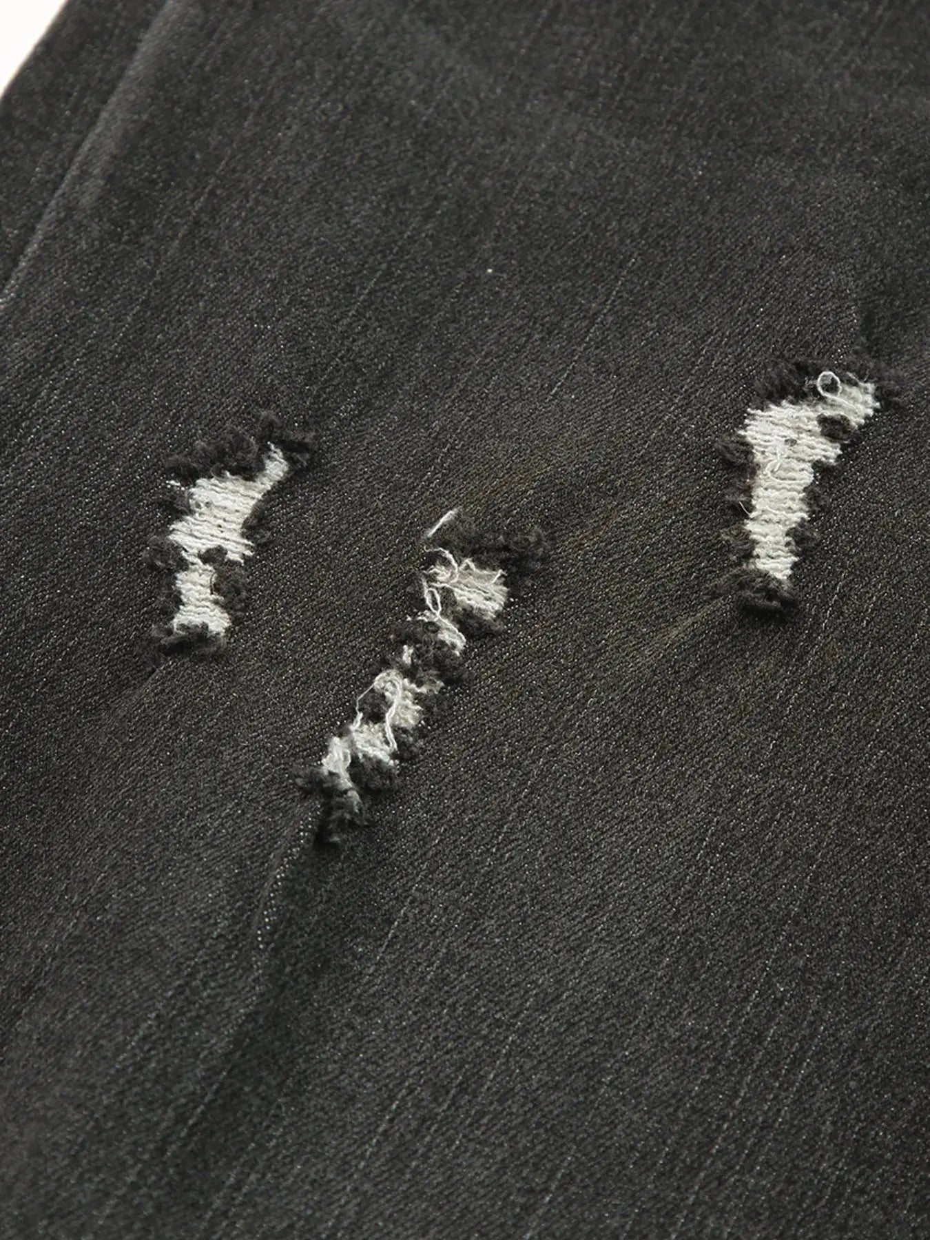 Light blue high waist distressed straight leg jeans by Trendsi, showing fit and ripped details on the front.